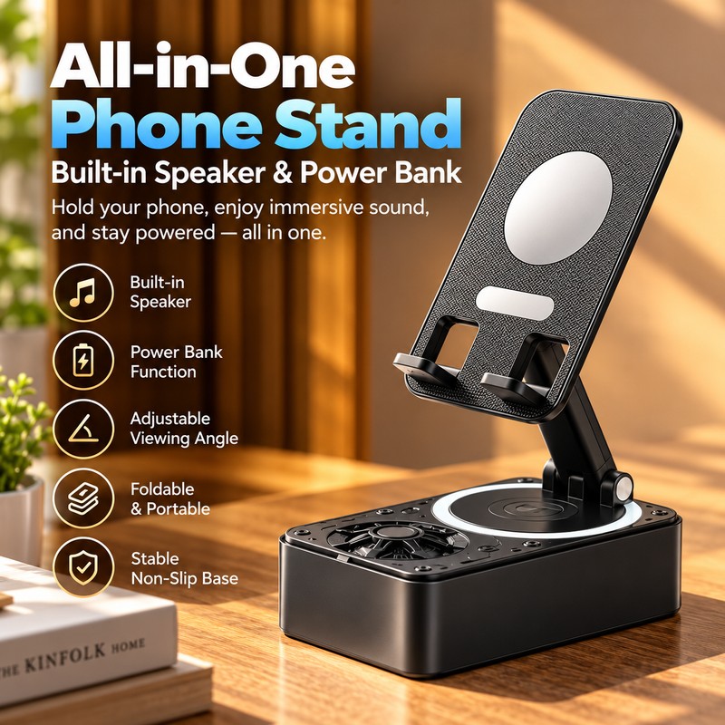 3-in-1 Bluetooth Speaker Phone Stand for Hands-Free Viewing – Adjustable
