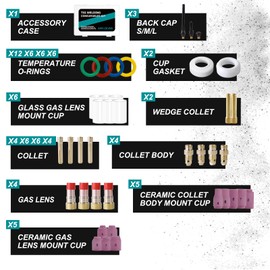 AWLOLWA 81PCS TIG Welding Torch Accessories Glass Cup Alumina Nozzle Stubby Gas Lens #12 Kit for TIG WP-17/18/26