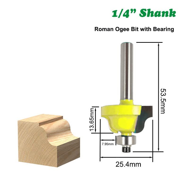 Wilsnsun 1/4 Inch Shank Forming Roundover Beading Router Bit Set