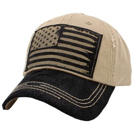 KBVT-1042 KHK Flag USA America Military Thin Blue Line Thin Red Line Vintage Distressed Baseball Cap Dad Hat Unisex Adjustable
