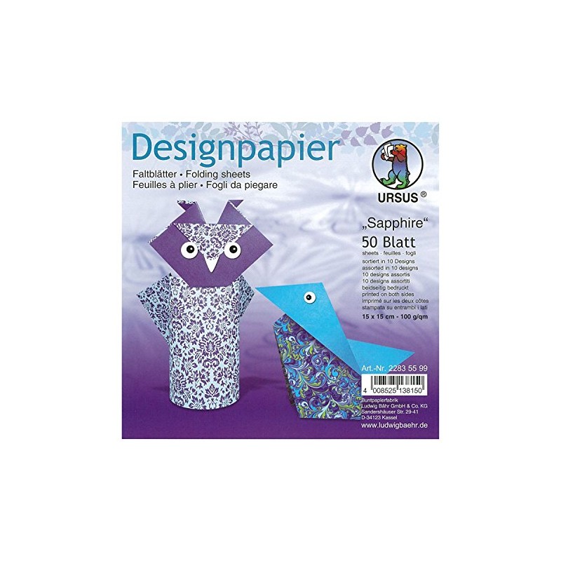 Ursus Sapphire 22835599F Design Paper 50 Sheets 15 x 15