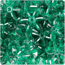 BeadTin Emerald Transparent 25mm Sunburst Craft Beads (80pcs)