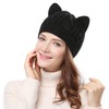 Women's Hat Cat Ear Crochet Braided Knit Caps,Black