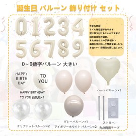 Birthday Balloons, Decoration, White, Numbers, Dullness, Number Balloons, Large, 40 inches, Approximately 35.4 inches (90 cm), Birthday Balloons, Decoration Set, Anniversary, Decoration, Birthday