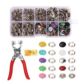 400Pcs Snap Button Fastener Kit, 5 Claw Metal Buckle Tool Set, Hollow and Solid Metal Prong Snaps Buttons with Plier, Metal Press Studs Without Sewing for Crafts Fabric DIY