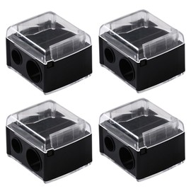 4 x Pencil Sharpener Cosmetic Pencils Portable Dual Sharpener Cosmetic Sharpener Black Makeup Sharpener for Eyebrow Pencil Lip Liner Eyeliner Pencil