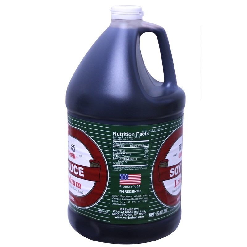 Wan Ja Shan Less sodium soy sauce 1 Gallon