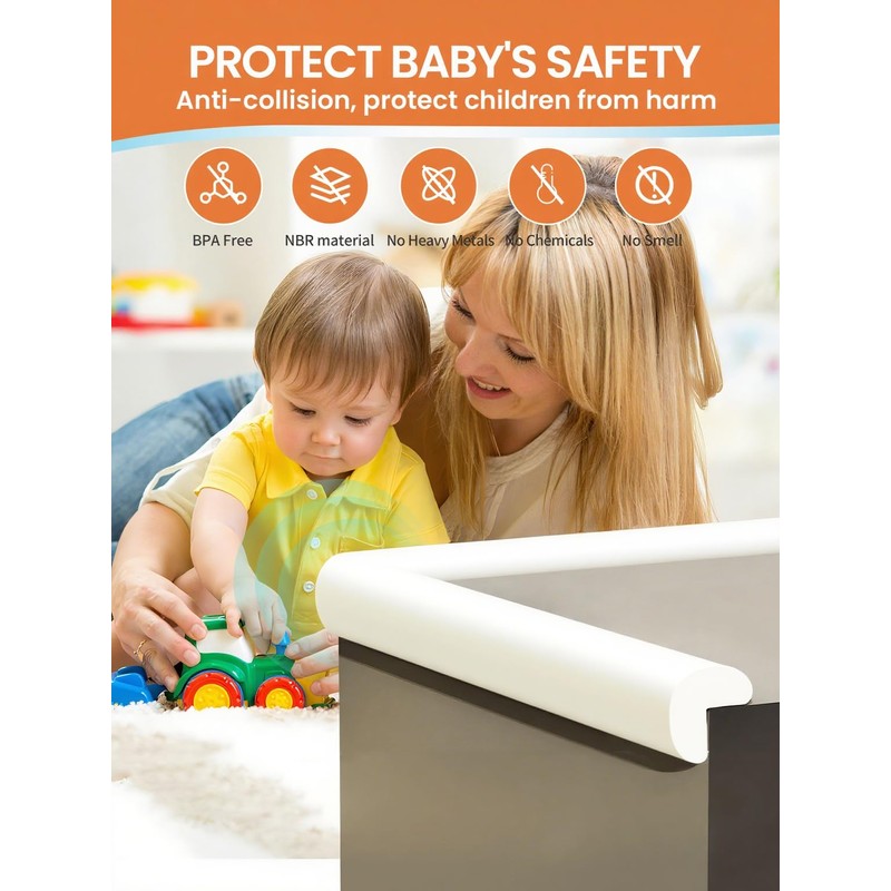 QYV Baby Proof Edge Corner Protector, 16.4FT 0.47''Th L-Shape Furniture