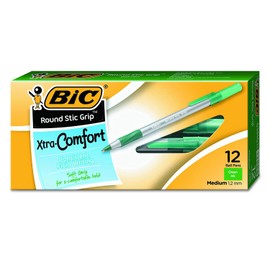Round Stic Grip Xtra Comfort Ballpoint Pen, Medium Point (1.2mm), Green, 12-Count, Pack of 8