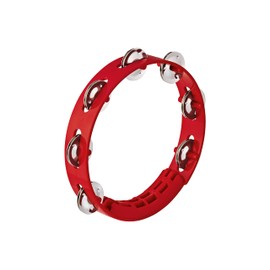 Nino Percussion NINO49R Compact 8" ABS Plastic Handheld Tambourine, Red