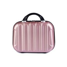 Balakaka Women's Hard Shell Cosmetic Case, 14 Inch ABS Cosmetic Bag, Vanity Case, Travel Bag with Handle and Zip, Beauty Case Hard Shell for Travel Trips, Rose Gold2, Cosmetic case
