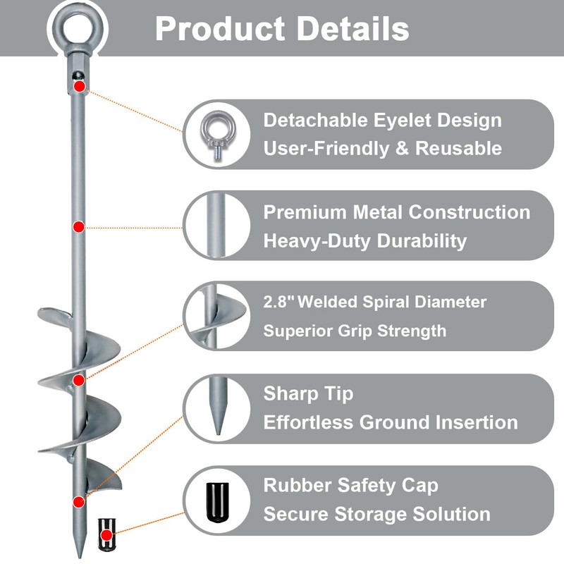 18 inch Ground Anchor Heavy Duty Earth Anchors Set Screw