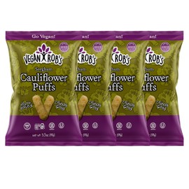 Vegan Rob's Cauliflower Puffs Clean & Sustainable with a Great Veggie Taste - Plant-Based & Gluten Free Healthy Snacks for Kids & Adults - 4 Count (3.5 Ounce)