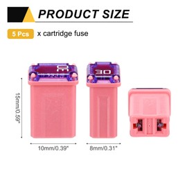 sourcing map 5 Pcs Micro Cartridge Fuses 30A 32V Slow-Blow Automotive Fuse Kit for Car Electrical Protection