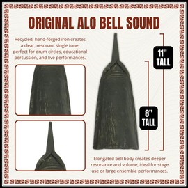 Africa Heartwood Project - Handcrafted African Alo Bell with Stick - Iron Cow Bell - Medium