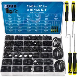 ZDBB 32 Size 1540 Pcs O Rings Assortment Kit Metric Nitrile Rubber Oring Set with 4 Pick for Automotive Faucet Pressure Washer Plumbing Air or Gas Repair OD 4mm-50mm