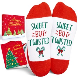 HAPPYPOP Christmas Stocking Socks for Boys Girls - Candy Gifts for Kids Ages 7-9 with Greeting Card