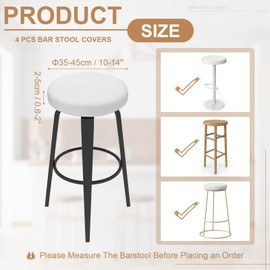sourcing map 4 Pcs Velvet Bar Stool Covers, 14-18 Inch Round Bar Stool Cushions with Elastic Band Stretch Chair Seat Cover Washable Slipcovers for Round Stool Chair, White