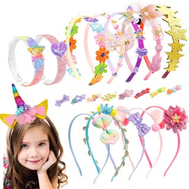 CAABISO Headband & Bracelet Making Kit, Girls Hair Accessories Crafts for Ages 6-12 Year Old Girl, Rich Accessories, DIY Your Own Fashion Accessories (10 Headbands, 2 Bracelets, 8 hairclips)