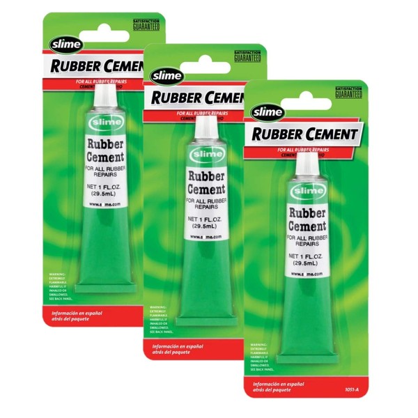 Slime 1051-A Rubber Cement - 1 oz, Pack of 3
