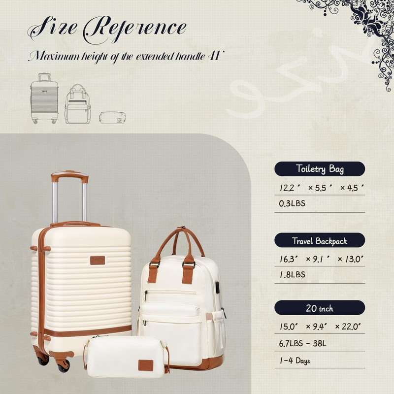Coolife Suitcase Set 3 Piece Luggage Set Carry On Travel