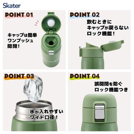 Champion STOT5 One Push Stainless Steel Bottle, 16.9 fl oz (480 ml), Olive Skater