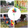 5 Pcs Wind Spinners Wooden Pole Rainbow Windmill Plastic Rainbow