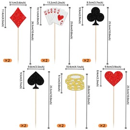 12PCS Casino Poker Theme Centerpiece Sticks Poker Game Chips Player Las Vegas Casino Table Flower Centerpieces Casino Poker Floral Decorations for Las Vegas Casino Night Poker Theme Party Supplies