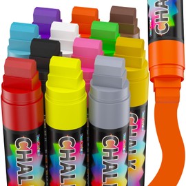 FansArriche 12 Colours Liquid Chalk Marker Chalk Pens for Blackboard Washable 15 mm Liquid Chalk Markers Chalk Pens for Windows, Blackboard, as Glass Pen & Whiteboard