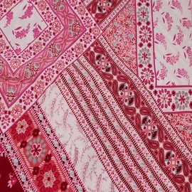 Stylish FABRIC 55" Wide Printed 100% Rayon Challis Fabric by The Yard-(155 GSM) -Lightweight, Non-Stretched-for Apparel, Skirts, Dresses, Headbands, Home Decor & DIY, Red Coral 3 Yards