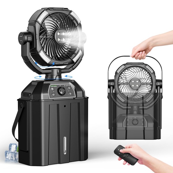 Kocyare Misting fan with 7L bucket 90Oscillating ,4 Spray Mister