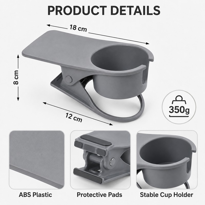 Desk Cup Holder Clip for Office Desks - Adjustable Space-Saving