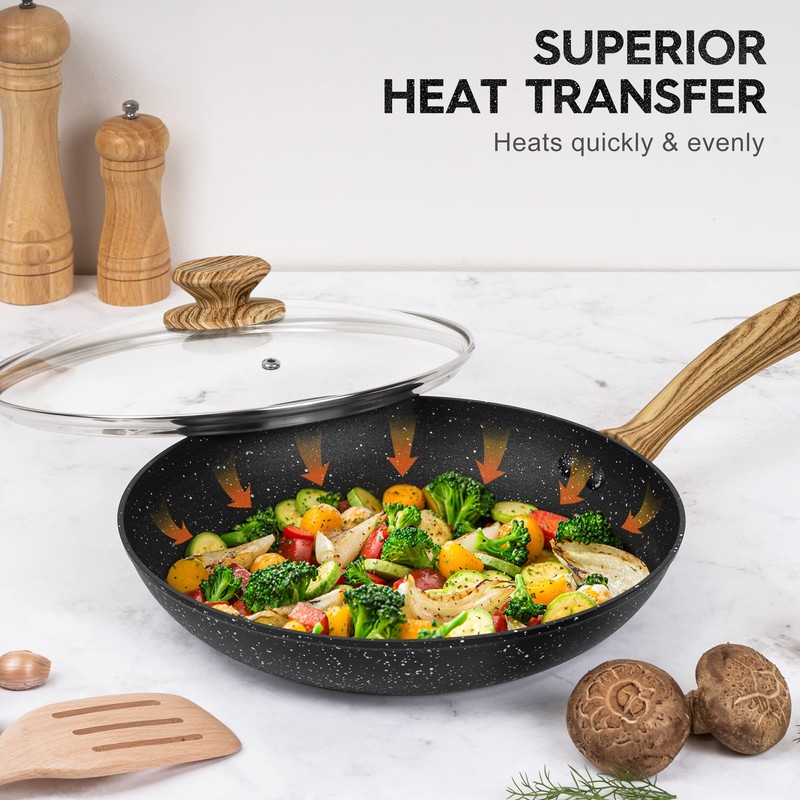 MICHELANGELO Nonstick Frying Pan with Lid, 8 Inch Frying Pans