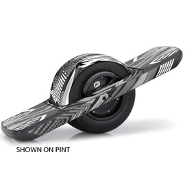 Graphics for OneWheel Plus XR, Mayhem Black design, Rail and fender decals and grip tape, EARTH SURF DESIGNS by Senge Graphics Inc.