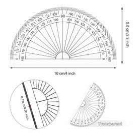 Zonon 2 Pcs 6 Inch 4 Inch Plastic Protractor Math Protractors 180 Degrees Angle Measurement, Translucent Protractors for Geometry Classroom Kid Student School Office Supplies(Clear, Solid)