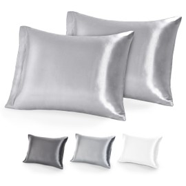 Bare Home 100% Mulberry Silk Pillowcase for Hair and Skin - Ultra Premium 6A Grade 19 Momme Silk Pillow Case - Hidden Zipper - Breathable Cooling Pillow Cover (Queen 2 Pack, Silver)