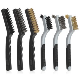 VASTOOLS Wire Brushes Cleaning Set 6Pc, 9" and 7", Wire Brushes for Cleaning Welding Slag, Rust and Dust. Includes Brass, Nylon, Stainless Steel Brushes with Strong Handle