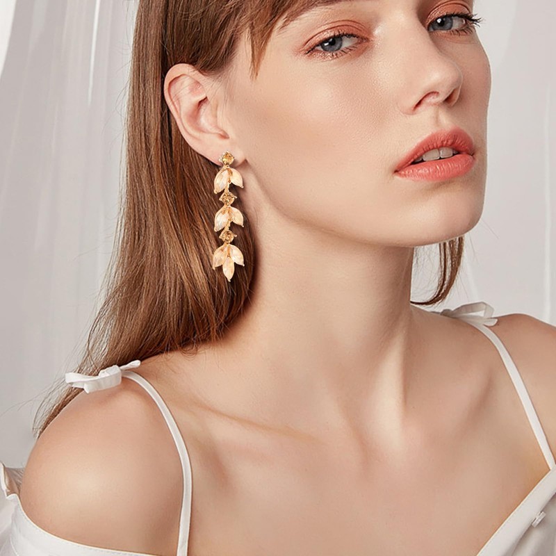 Elegant Rhinestone Dangle Earrings Cubic Zirconia Wedding Earrings for Brides