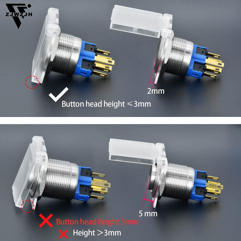 (3 Pcs) 22mm 7/8" Power Push Button Switch Cover, Round