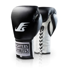 FIGHTERS SPIRITS FIGHTERS SPIRITS Genuine Leather Competition Boxing Gloves Easy Hitting 10oz Black