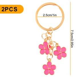 Lotsdonxia 2 Pcs Flower Keychain Set Durable and Stylish Metal Keyrings Cute Bag Charms for Backpack Wallet and Decoration (White+Pink)