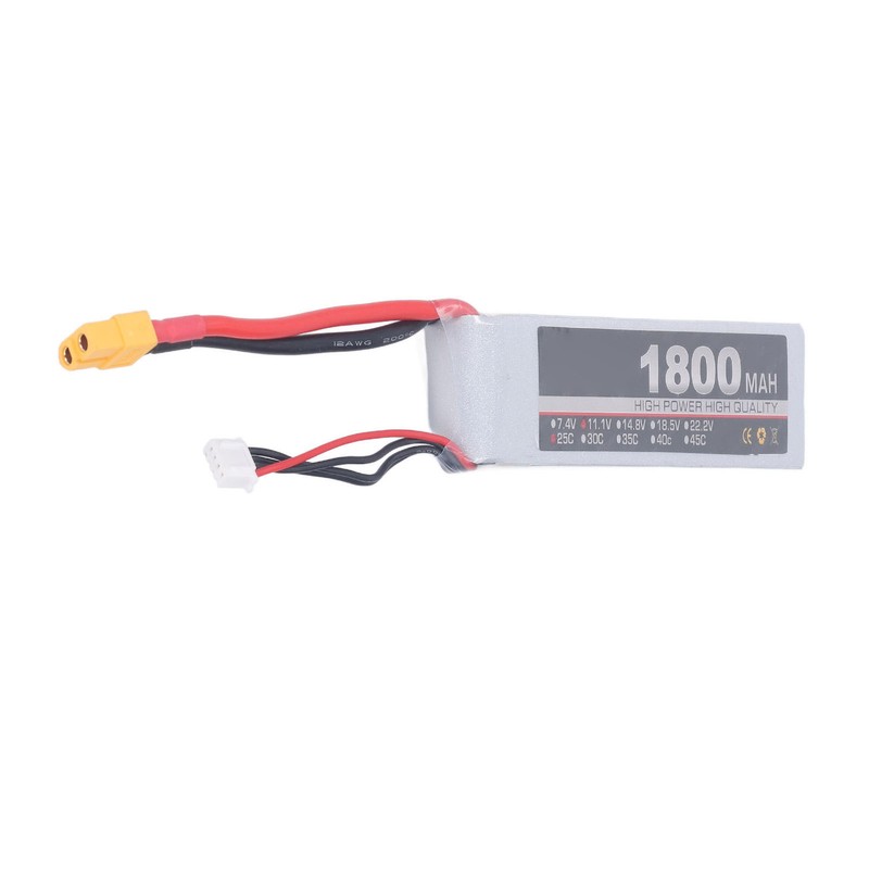 LiPo Battery Pack 11.1V 3S 1800mAh 25C Rechargeable LiPo Battery