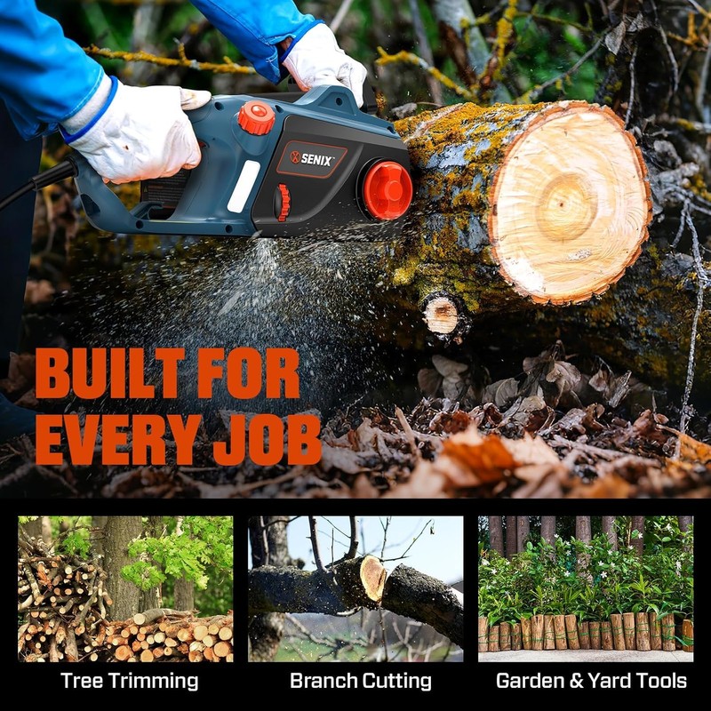 SENIX Electric Chainsaw, 18" Corded Chainsaw,15 Amp Chain Saw for