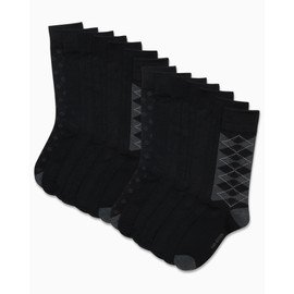 Van Heusen Men's Dress Socks - Lightweight Comfort Crew Socks (14 Pack), Size 6-12.5, Black Multi