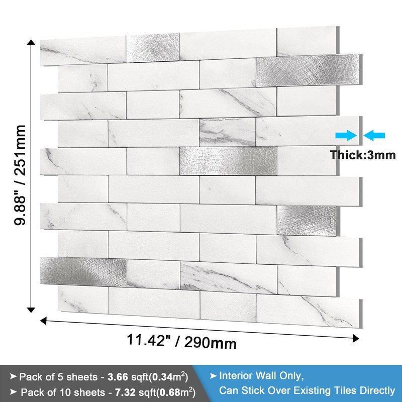 BeNice Kitchen Backsplash Peel and Stick Tile Stickers 3D Brick