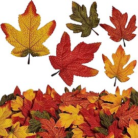 50 piezas de hojas de arce artificiales de otoño, hojas de arce falsas a granel para Acción de Gracias, Halloween, hojas de arce de otoño artificiales para decoración de mesa de boda, fiesta