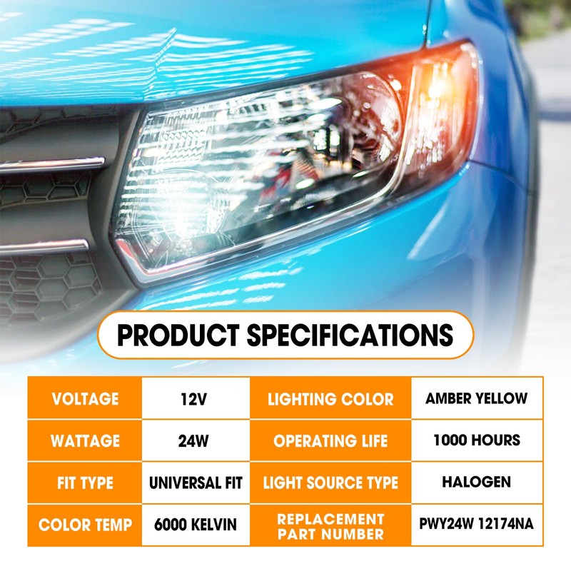 Cahuczlhoz 2 Pack PWY24W 12174NA Bulb Turn Signal Light 24W