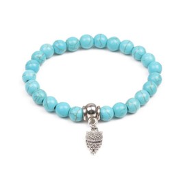 SBI Jewelry Women Turquoise Bracelet for Stretch Bracelet Friendship Owl Charm Beads gift Wristlet Women Birthday Anniversary Mothers Day