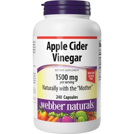Webber Naturals Apple Cider Vinegar Capsules with The Mother, 1500 mg per Serving, High Potency, 240 Capsules, Natural Digestion Support, Sugar, Dairy & Gluten Free