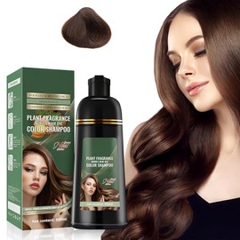 Shampoo para Canas 3 en 1, Shampoo Tinte Instantaneo Cubre Canas, Tinte Capilar de Acción Rápida, Suave y no Dañino, Ideal para Hombres y Mujeres, 500ml(Marrón oscuro)